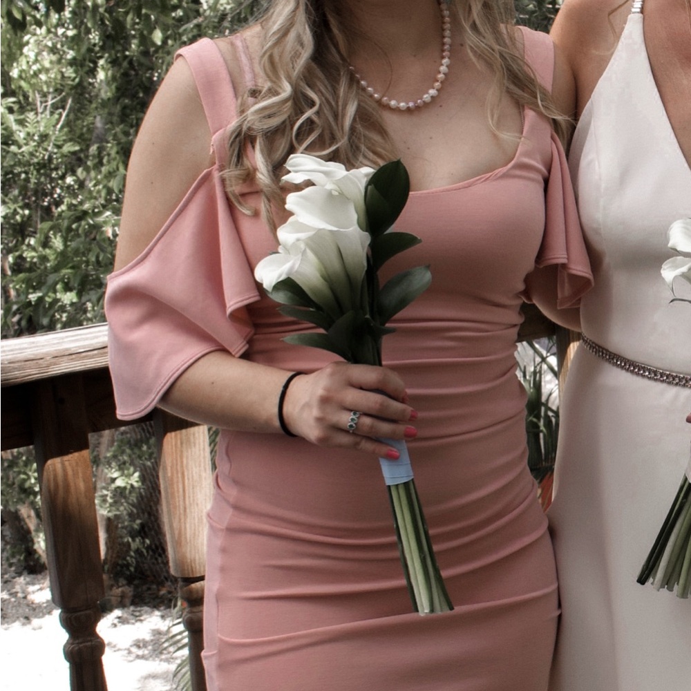 Light Pink Off-Shoulder Midi Dress